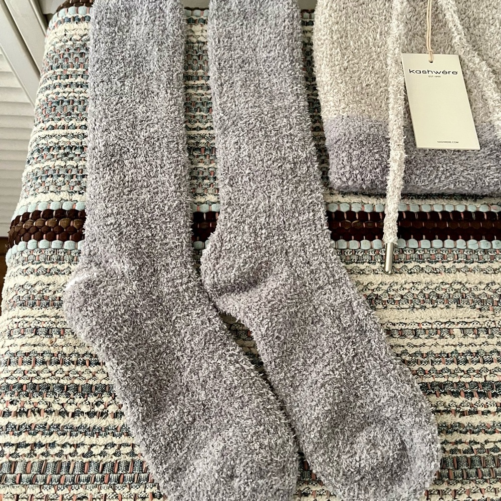 Kashwere Montecito Socks Set With Drawstring Pouch Heathered Kash-Lounge New - Picture 2 of 4